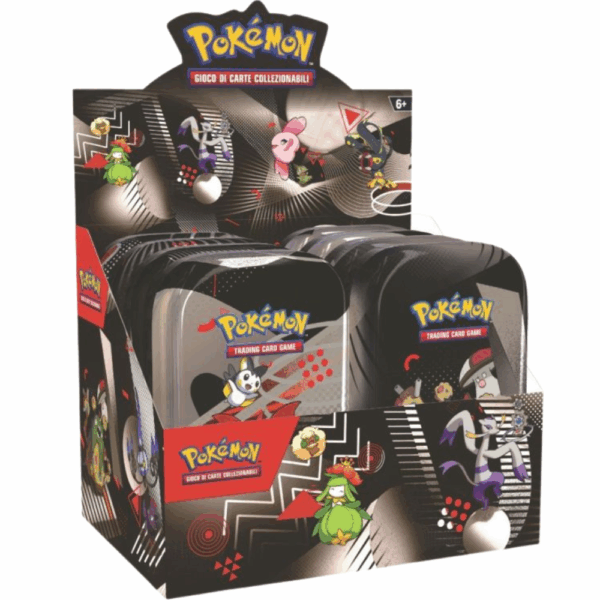 Mini Tin Pokémon Scarlatto e Violetto: Luce Nera e Fuoco Bianco – Box da 8 Mini Tin