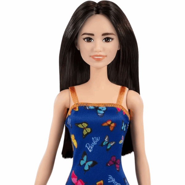 Barbie Fashion Doll con Vestito Blu a Farfalle | Bambola Mattel Originale - immagine 4