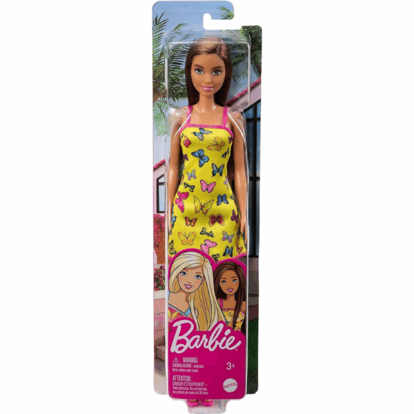 Barbie Fashion Doll con Vestito Giallo a Farfalle | Bambola Mattel