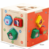 Cubo in Legno con Inserimento Forme e Blocchi Animali – Gioco Educativo Montessori
