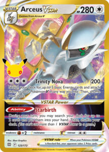 Arceus VSTAR 123/172, carta Pok&eacute;mon 30th Celebration Classic Collection in inglese